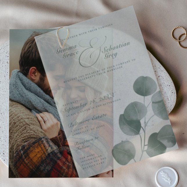 Invitations En Vélin Élégant Mariage de superposition de la surface bot (Créateur téléchargé)