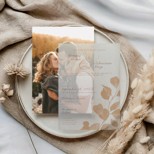 Invitations En Vélin Élégant Mariage de superposition en terre cuite de