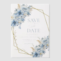 Élégant Mariage de trame géométrique Floral bleu