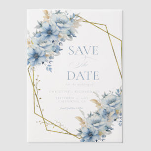 Invitations En Vélin Élégant Mariage de trame géométrique Floral bleu