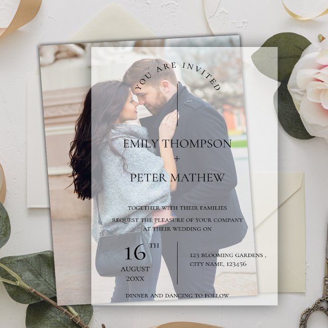 Invitations En Vélin Élégant Mariage de typographie moderne Script mign (Elegant Modern Script Cute Typography Wedding Vellum Invitations)