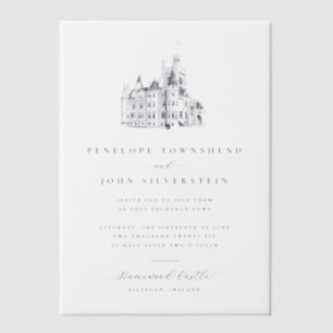 Invitations En Vélin Élégant Mariage d'illustration de château Vintage