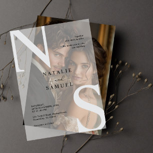 Invitations En Vélin Élégant minimaliste moderne Gras Initiales Mariage