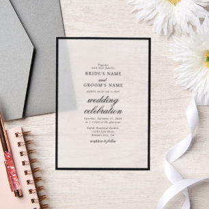 Invitations En Vélin Élégant minimaliste noir blanc Mariage