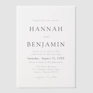 Invitations En Vélin Élégant minimaliste noir & blanc moderne Mariage