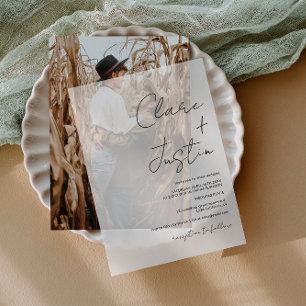 Invitations En Vélin Élégant minimaliste noir mariage de script moderne