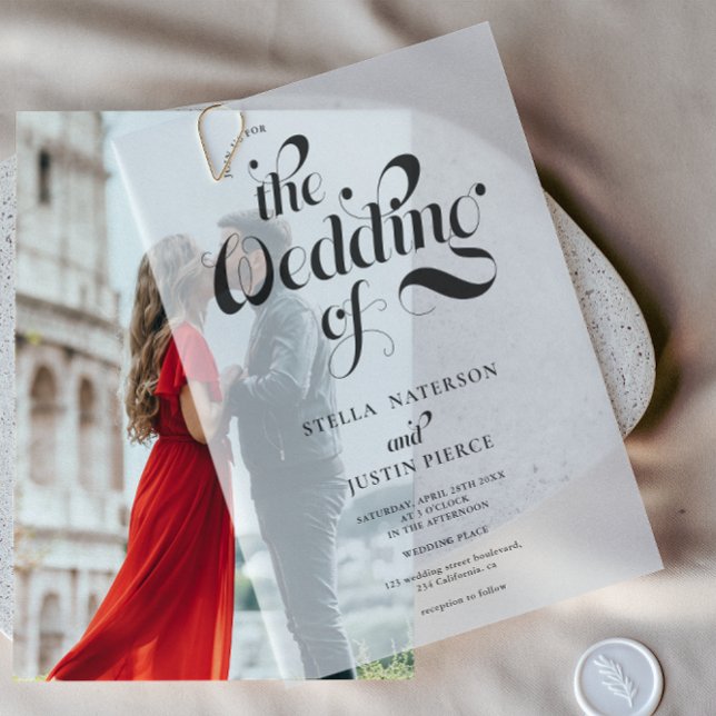 Invitations En Vélin Élégant minimaliste simple Mariage rétro (Elegant Simple Minimalist Retro Wedding Vellum Invitations)