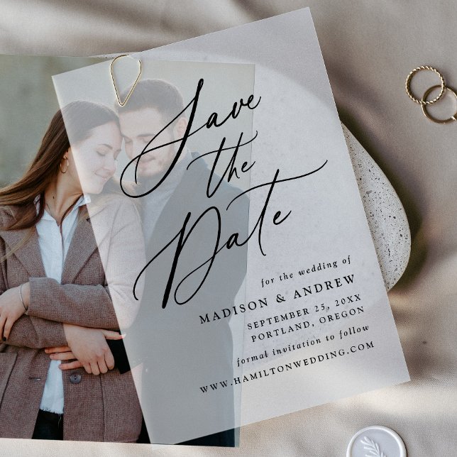 Invitations En Vélin Élégant Noir Calligraphie Mariage Enregistrer la d (Créateur téléchargé)