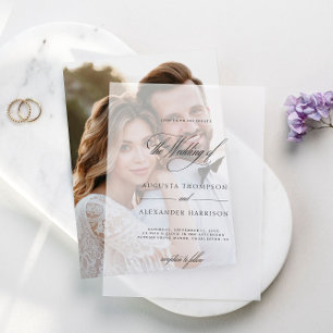 Invitations En Vélin Élégant romantique Monogramme Classé Mariage