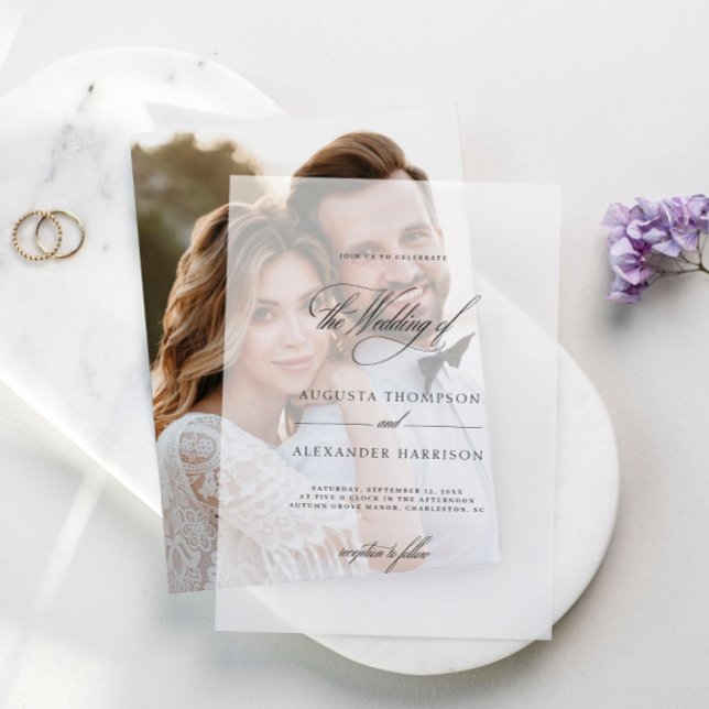Invitations En Vélin Élégant romantique Monogramme Classé Mariage (Elegant Romantic Monogram Classy Wedding Vellum Invitations)