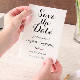 Invitations En Vélin Élégant Script Mariage minimaliste Enregistrer la