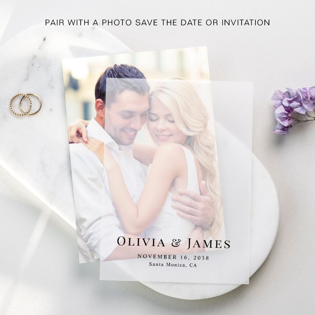 Invitations En Vélin Élégant superposition Mariage Monogramme (Elevate your save the dates or wedding invitations with the timeless beauty of vellum overlays)