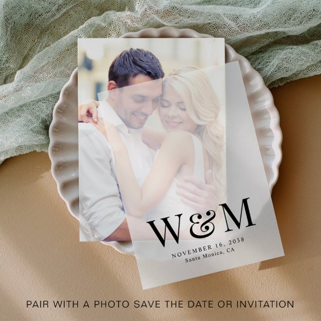Invitations En Vélin Élégant superposition Mariage Monogramme (Elevate your save the dates and wedding invitations with the timeless beauty of vellum overlays)
