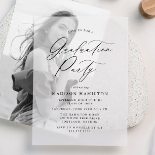 Invitations En Vélin Élégante Black Calligraphy Script Graduation Party