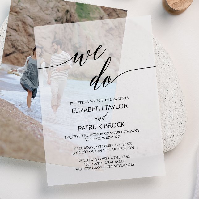 Invitations En Vélin Élégante Calligraphie Classique Unique Nous faison (Elegant Calligraphy Classic Unique We Do Wedding Vellum Invitations)