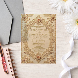 Invitations En Vélin Élégante dentelle victorienne   Mariage vintage Go