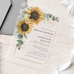 Invitations En Vélin Élégante Fête de Mariage Champêtre avec Tournesol