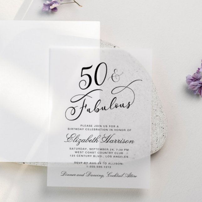 Invitations En Vélin Élégante fête du 50e anniversaire (Créateur téléchargé)