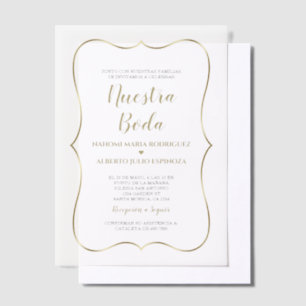 Invitations En Vélin Elegante Gold Espagnol Nuestra Boda Mariage