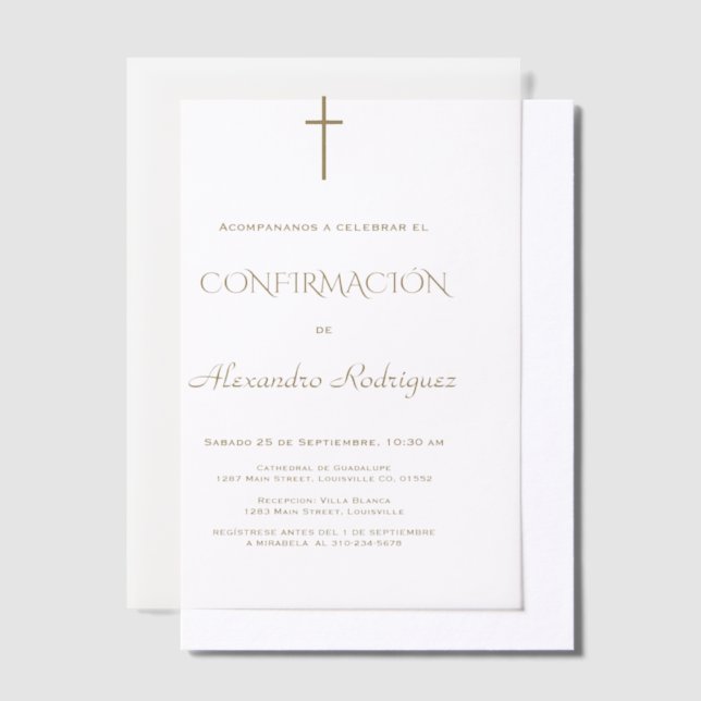 Invitations En Vélin Elegante Invitacion De Bautizo Hija Girl Baptism (Compenser)