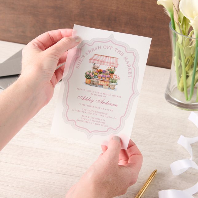 Invitations En Vélin Elle est Florale Fraîche sur le Marché (Ordinateur de poche)