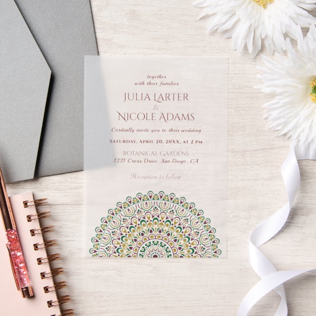 Invitations En Vélin Emerald Green Forêt sauvage de l'Amazonie Mandala  (Mariage)
