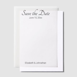 Invitations En Vélin Enregistrer la date mariage blanc et noir élégant