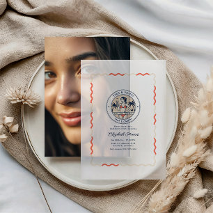 Invitations En Vélin Enterrement de vie de jeune fille Preppy Coastal T