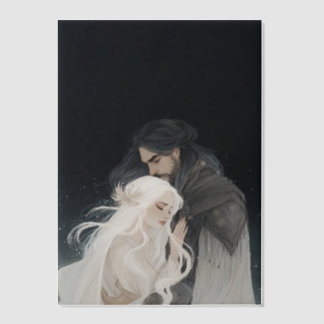 Invitations En Vélin Fantasy book vellum art main characters embracing