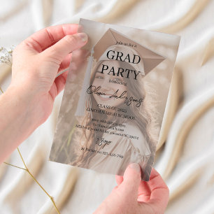 Invitations En Vélin Fête de fin d'études minimaliste avec photos Élé