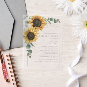 Invitations En Vélin Fête de mariage floral avec tournesol élégant