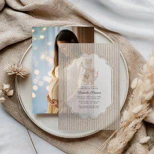 Invitations En Vélin Fête de naissance Cottagecore Vintage pour chaton