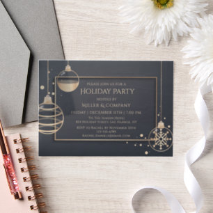 Invitations En Vélin Fête de Noël d'entreprise Gris Or Rose