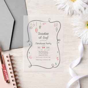 Invitations En Vélin Fête de Noël gribouillage dessiné à la main ludiqu