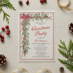 Invitations En Vélin Fête de Noël Mistletoe Bow Fête moderne