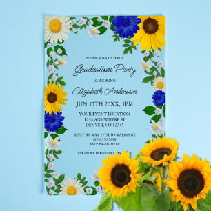 Invitations En Vélin Fête de remise de diplômes florale au tournesol ru