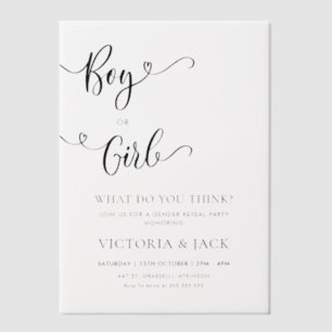 Invitations En Vélin Fête de révélation de genre minimaliste pour garço