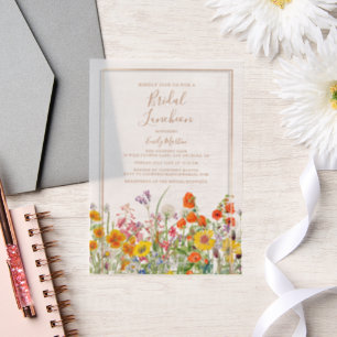 Invitations En Vélin Fête des mariées des fleurs sauvages de Boho pour