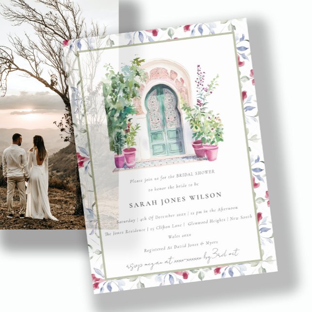 Invitations En Vélin Fête des mariées tropicale marocaine chic (Créateur téléchargé)