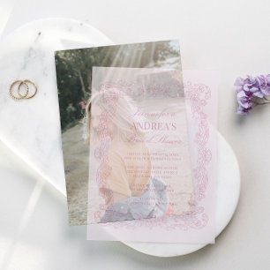 Invitations En Vélin Fête élégante et romantique de mariage rose vintag