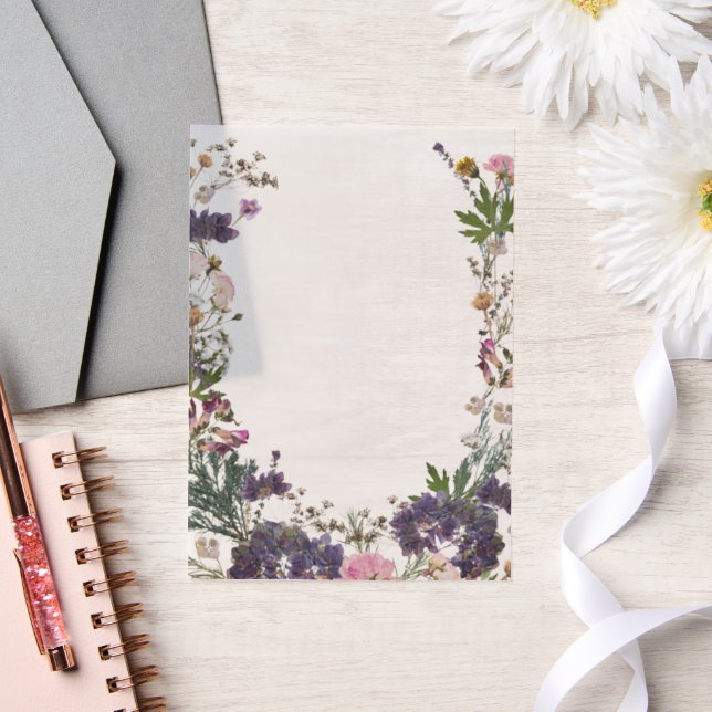 Invitations En Vélin Feuille de couverture végétale fleur sauvage (Mariage)