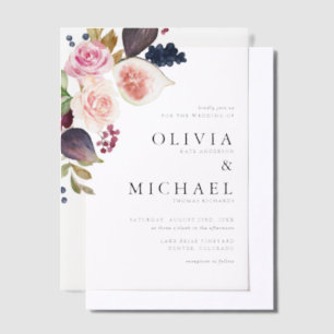 Invitations En Vélin Figes aquarelles et fleurs d'automne Mariage flora