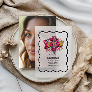 Invitations En Vélin Fille d'honneur de la Cowgirl Disco Yeehaw en véli