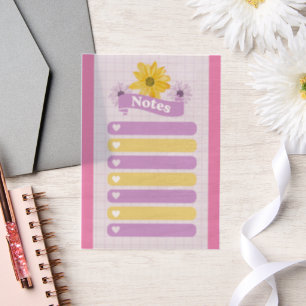 Invitations En Vélin Fille jaune violet Fleur Floral Coeurs de fleurs