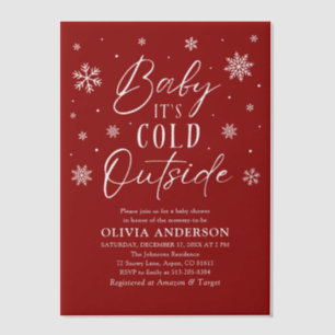 Invitations En Vélin Flammes de neige rouges Bébé Il fait froid dehors