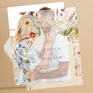 Invitations En Vélin Fleur sauvage Boho minimaliste Mariage Floral