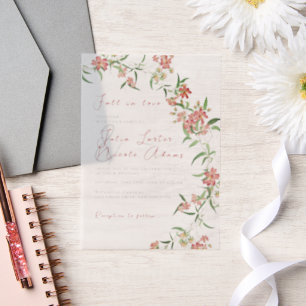 Invitations En Vélin Fleur sauvage rose Rose Spring Garland Mariage