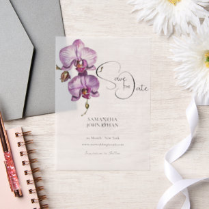 Invitations En Vélin Fleur tropicale violette à fleurs d'orchidée