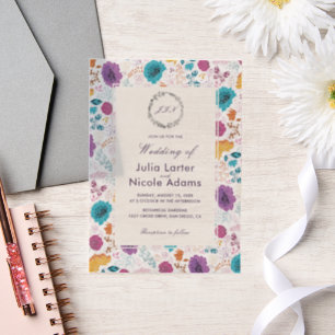 Invitations En Vélin Fleurs d'amour en fleurs Romance Fleurie Mariage R