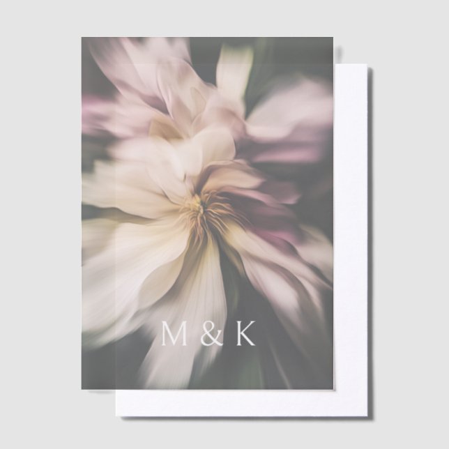 Invitations En Vélin Fleurs modernes Monogramme de mariage personnalisé (Compenser)